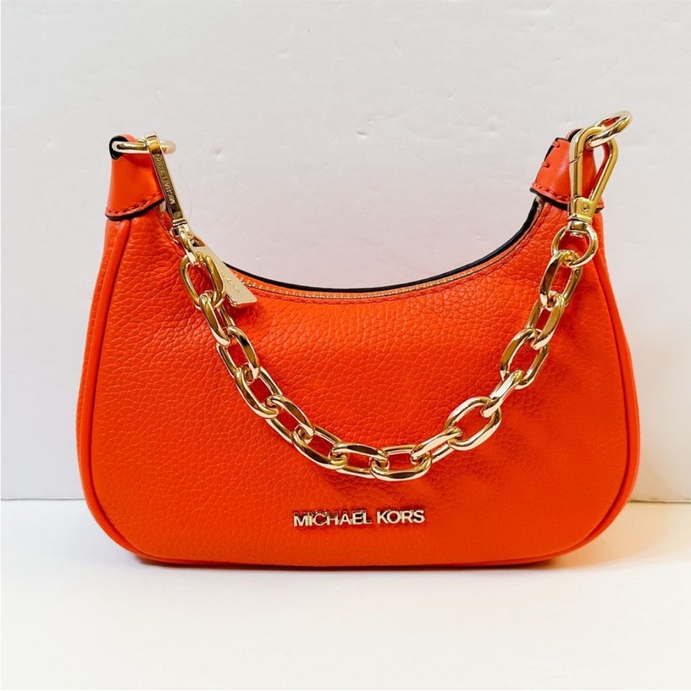 Michael Kors CORA MINI Zip Pouchette Shoulder Crossbody Bag Poppy - Picture 2 of 14